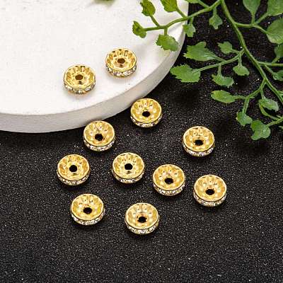 Iron Grade A Crystal Rhinestone Spacer Beads RB-A010-10MM-G-1