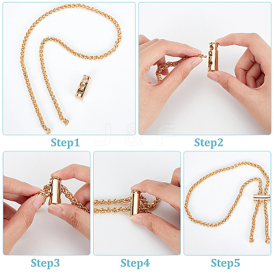 2Pcs Alloy Bucket Bag Drawstring Chains DIY-WR0003-08G-1