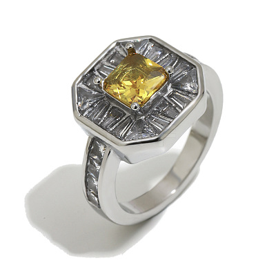 304 Stainless Steel Pave Cubic Zirconia Finger Rings WGF9467-02-1