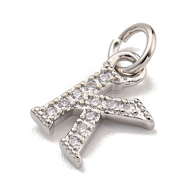 Initial Letter Brass with Cubic Zirconia Charms KK-Q814-26K-P-1