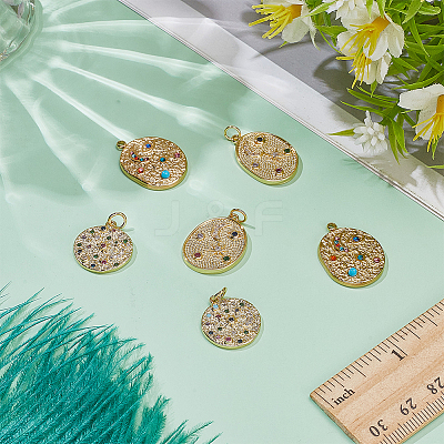 6Pcs 3 Styles Brass Micro Pave Colorful Cubic Zirconia Pendants FIND-WR0012-71-1