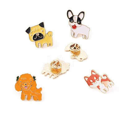 15Pcs 15 Style Puppy Dog Enamel Pins JEWB-YS0001-13-1