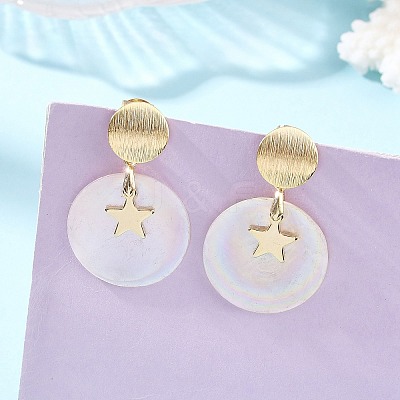 Brass Dangle Stud Earring for Women EJEW-JE07336-1