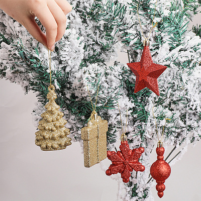 30Pcs 10 Style Christmas Theme Plastic Pendant Decorations AJEW-GL0001-68-1
