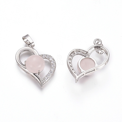 Natural Rose Quartz Pendants X-G-L512-O13-1