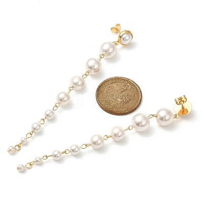 Shell Pearl Tassel Stud Earrings for Women EJEW-JE06195-01-1