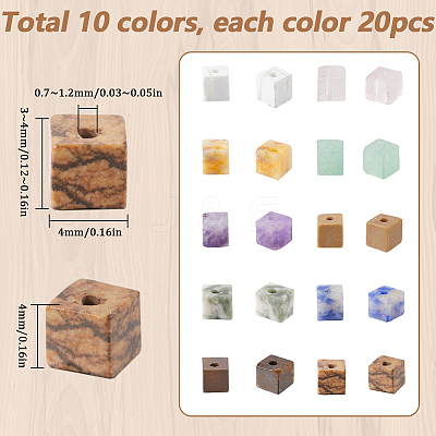 200Pcs 10 Styles Natural Mixed Gemstone Beads Strands G-SC0003-12-1