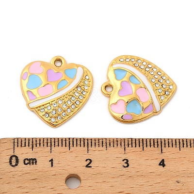 304 Stainless Steel with Crystal Rhinestone Enamel Pendants STAS-G358-11G-1