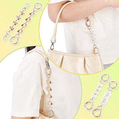 4Pcs 4 Styles Bowknot Ladybug Dragonfly Zinc Alloy Bag Extension Chains Sets AJEW-PHE00002-1