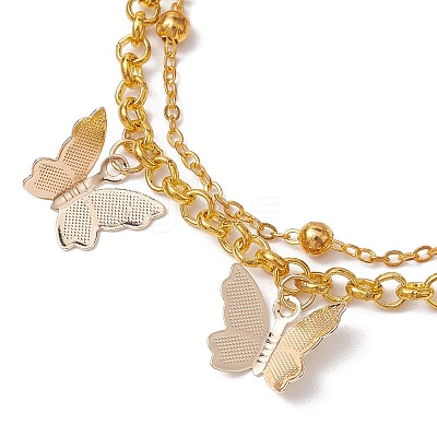 Brass Rolo Chain & Iron Cable Chain Multi-strand Bracelet BJEW-JB10405-1