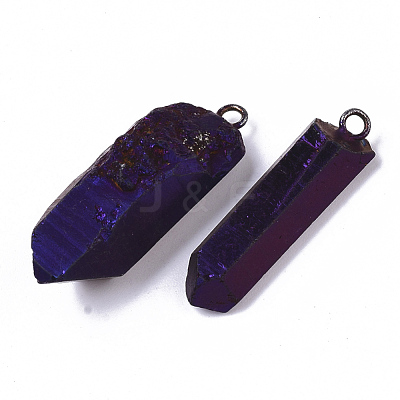 PVD Vacuum Plating Natural Quartz Crystal Pendants G-R461-07-1