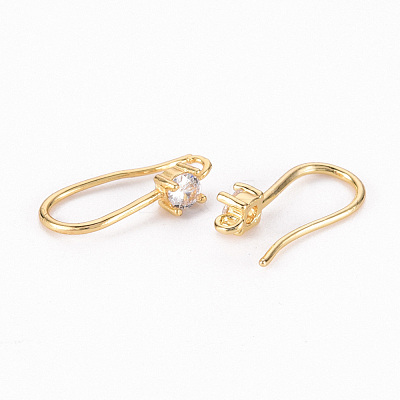 Brass Micro Pave Clear Cubic Zirconia Earring Hooks ZIRC-S068-004-NF-1