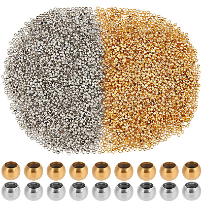 6000Pcs 2 Colors Brass Crimp Beads KK-PA0001-15-1
