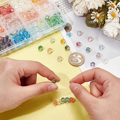 300Pcs 12 Colors Baking Paint Transparent Glass Beads GLAA-PH0003-09-1