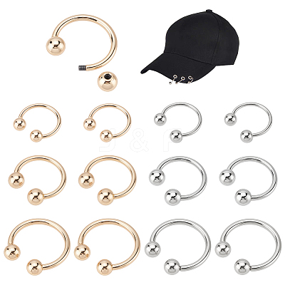 12Pcs 6 Styles Alloy C Shape Clasps for Hat FIND-PH0028-76-1
