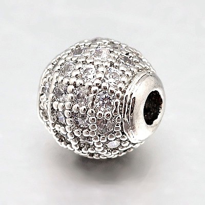 Round Brass Micro Pave Cubic Zirconia Beads ZIRC-N016-01P-10mm-1