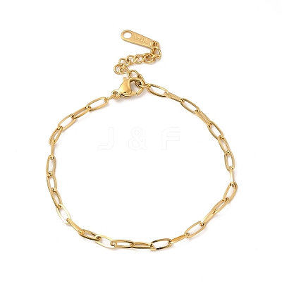 Ion Plating(IP) 304 Stainless Steel Paperclip Chain Bracelet for Women X-BJEW-G667-05G-1