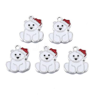 Bear Alloy Enamel Pendants X-ENAM-R041-33-1