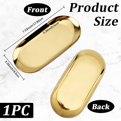 Oval 430 Stainless Steel Jewelry Display Plate STAS-CP0001-08G-1