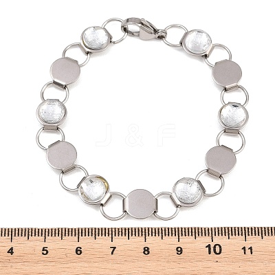 304 Stainless Steel and Glass Link Chain Bracelets for Women GL-T001-03A-1