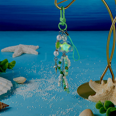 Jellyfish Glass & Acrylic Pendant Decorations HJEW-TAC0034-1