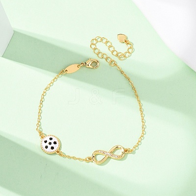 Sports Brass Micro Pave Cubic Zirconia Infinity Link Bracelets LS-BJEW-D386-01E-G-1