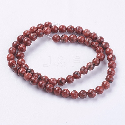 Natural Sesame Jasper/Kiwi Jasper Beads Strands G-G149-6mm-2-1
