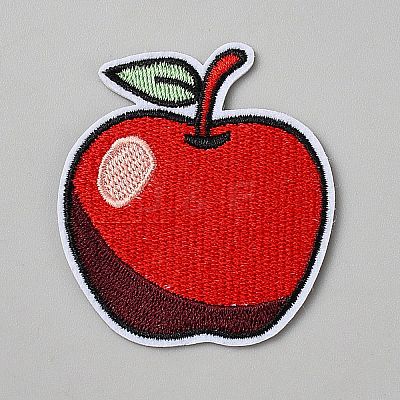 Apple Polyester Embroider Thread Iron on/Sew On Patches PATC-WH0023-62-1
