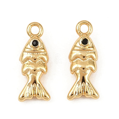 Ocean Theme Brass Micro Pave Cubic Zirconia Charms X1-KK-F902-08I-G-1