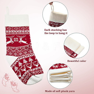 3Pcs 3 Styles Wool Yarn Knitted Hanging Christmas Stockings FEPA-SP0001-04B-1