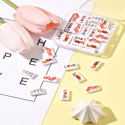 40Pcs 4 Colors Printed  Opaque Acrylic Beads OACR-FS0004-05-1