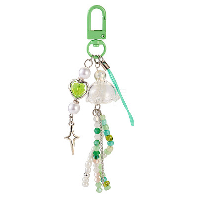 Jellyfish Glass & Acrylic Pendant Decorations HJEW-TAC0034-1