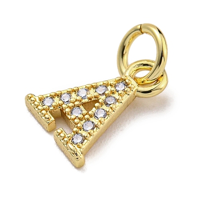 Initial Letter Brass with Cubic Zirconia Charms KK-Q814-26A-G-1