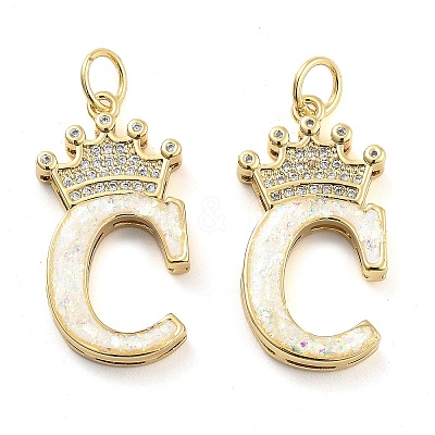 Brass Micro Pave Clear Cubic Zirconia Pendants KK-G498-01C-02-1