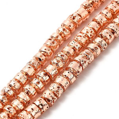 Electroplated Natural Lava Rock Beads Strands G-G984-14RG-1