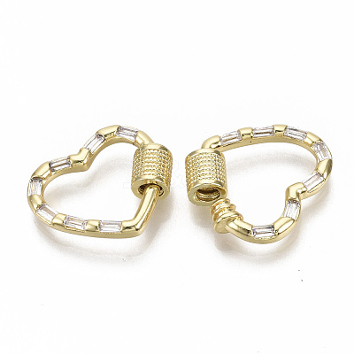 Brass Micro Pave Cubic Zirconia Screw Carabiner Lock Charms KK-N227-27G-01-NF-1