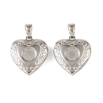 Floral Embossed Brass Locket Pendants KK-CBA7157-03P-1