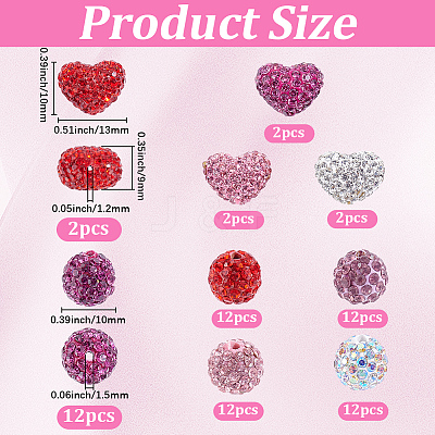 68Pcs Handmade Polymer Clay Pave Rhinestone Beads RB-PA0001-08-1