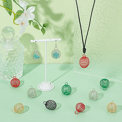 50Pcs 5 Colors Spray Painted Stainless Steel Wire Pendants FIND-PH0027-06-1