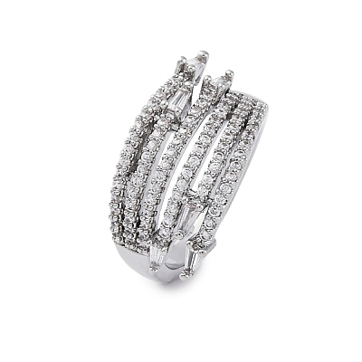 Brass Micro Pave Clear Cubic Zirconia Finger Rings RJEW-S398-01P-1