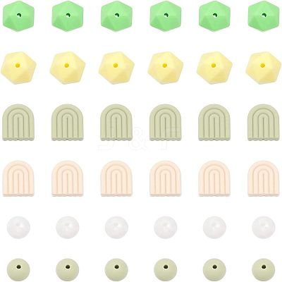 6 Style Food Grade Eco-Friendly Silicone Beads SIL-CA0001-39-1
