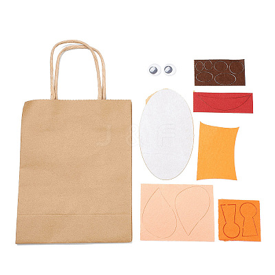 DIY Rectangle with Giraffe Pattern Kraft Paper Bag Making Set DIY-F079-08-1