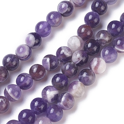 Natural Chevron Amethyst Beads Strands G-I222-8mm-01-1