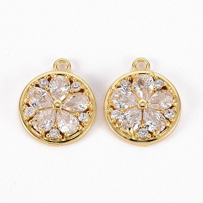 Brass Micro Pave Clear Cubic Zirconia Charms X-ZIRC-S068-044-NF-1