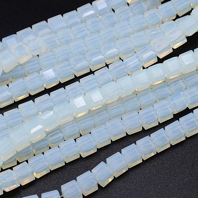 Faceted Cube Opalite Beads Strands EGLA-E041-5mm-C01-1