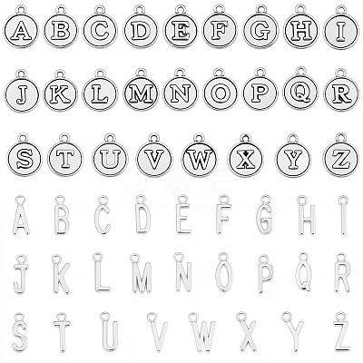 4Bags 2 Styles Tibetan Style Zinc Alloy 26 Letters Pendants FIND-SC0017-57AS-1