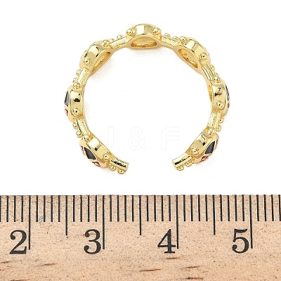 Brass Enamel Cuff Rings for Women RJEW-F196-02B-G-1