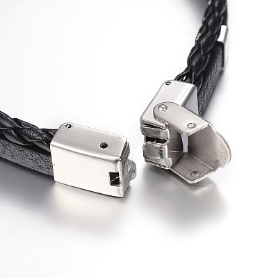 Leather Braided Cord Bracelets BJEW-E324-A05-1