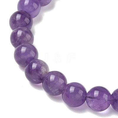 Natural Amethyst Gourd Beaded Stretch Bracelet for Women G-G997-G03-1