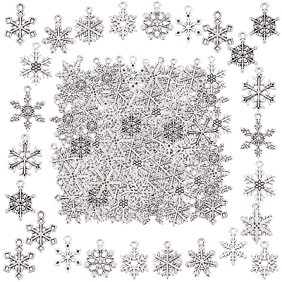 120Pcs 12 Style Tibetan Style Alloy Pendants TIBE-SC0001-63-1